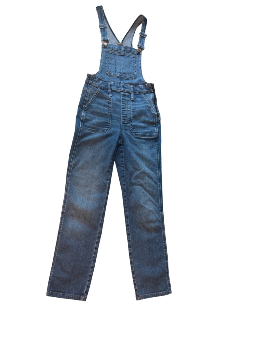 Madewell Denim Overalls XS Stovepipe Straight Leg Side Zip